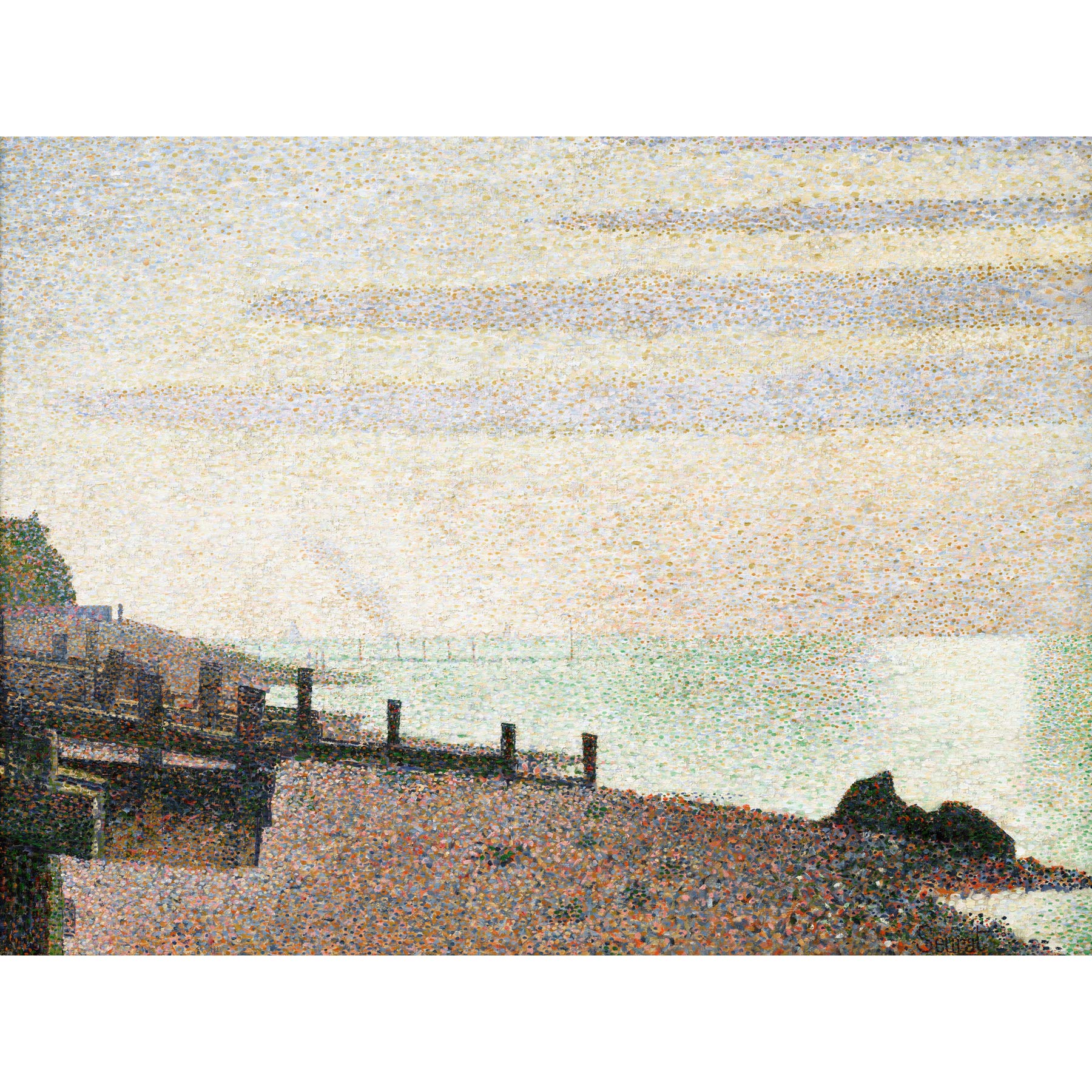 Georges Pierre Seurat Honfleur Un Soir Embouchure De La Seine Large Wall Art Print Canvas Premium Poster Mural