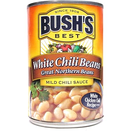 Amazon Com Bush S Chili Beans Great Northern Beans In Mild Chili Sauce Pack Of 3 15 5 Oz Cans Grocery Gourmet Food
