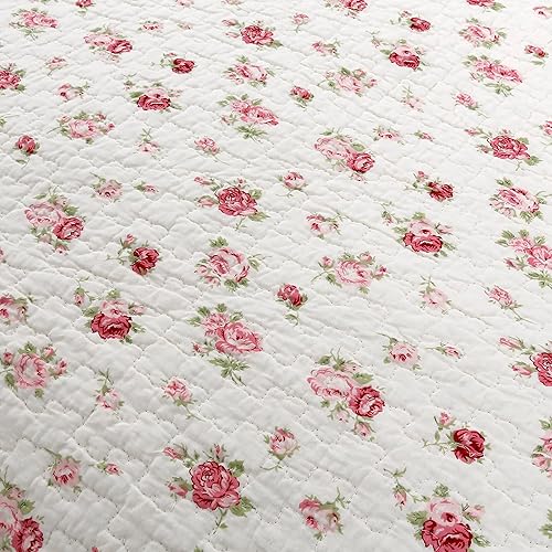 Miniatura 5 de Cozy Line Home Fashions Colcha Cubrecama Edredón Reversible de Jardín de Rosas Rosadas Floral 100% Algodón Juego de Ropa de Cama (Rosa Marfil, King