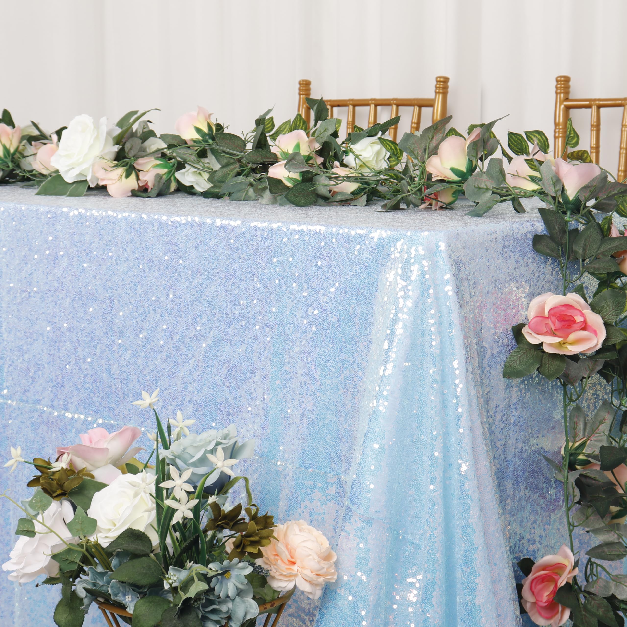 Amazon.com: ShiDianYi Aqua Tablecloth Rectangle 90X156 Inch Sequin