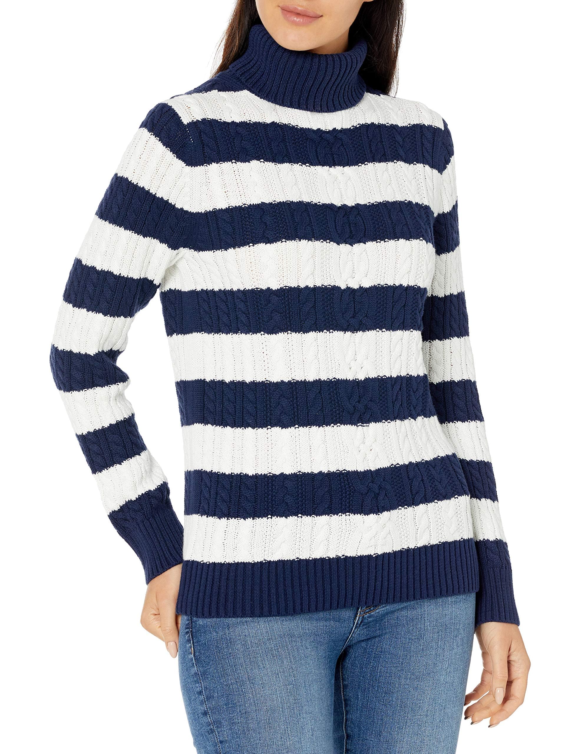 Amazon Essentials Damen Leichter Rollkragenpullover mit Zopfmuster aus Baumwolle