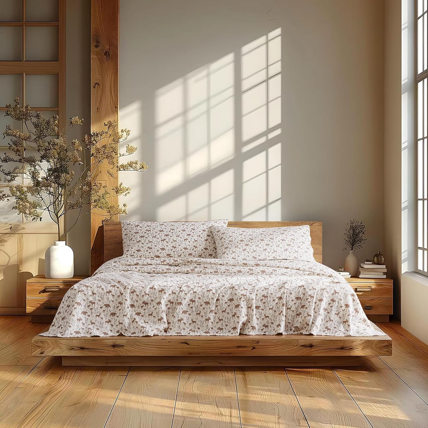 Linen Closet Soft & Cozy 100% Cotton Flannel Sheet Set, King, Whimsical Parade