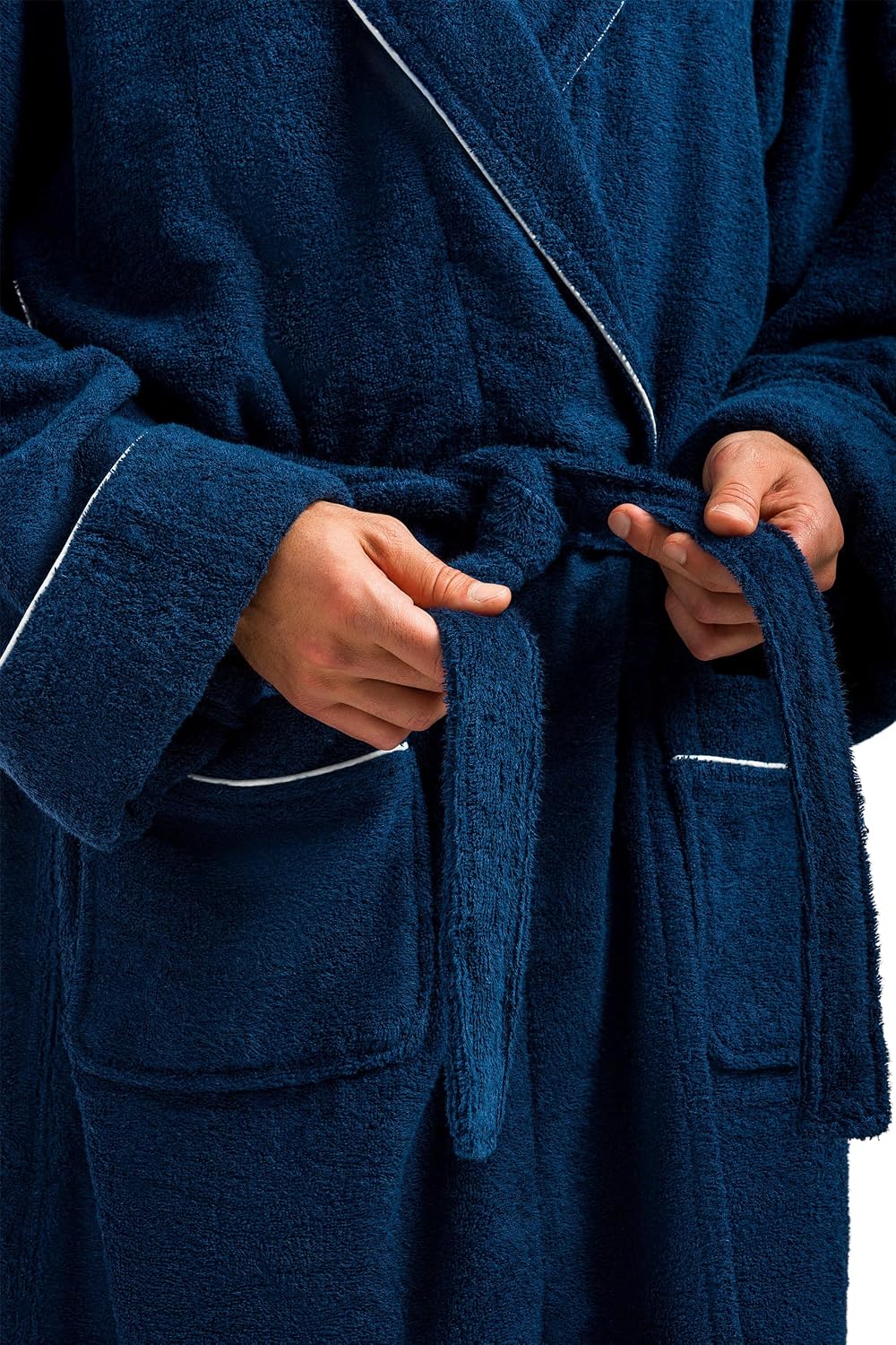 Fishers Finery Men's EcoFabric Resort Terry Robe - Full Length Bathrobe; Rolled Cuffs, Shawl Collar
