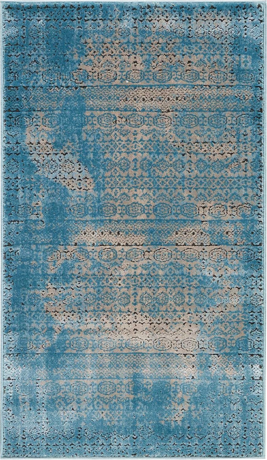 Nourison Home Karma Blue 2'2" x 3'9" Area Rug - Easy Clean, Non Shedding, Bed Room, Living Room, Dining Room, Kitchen (2' x 4')