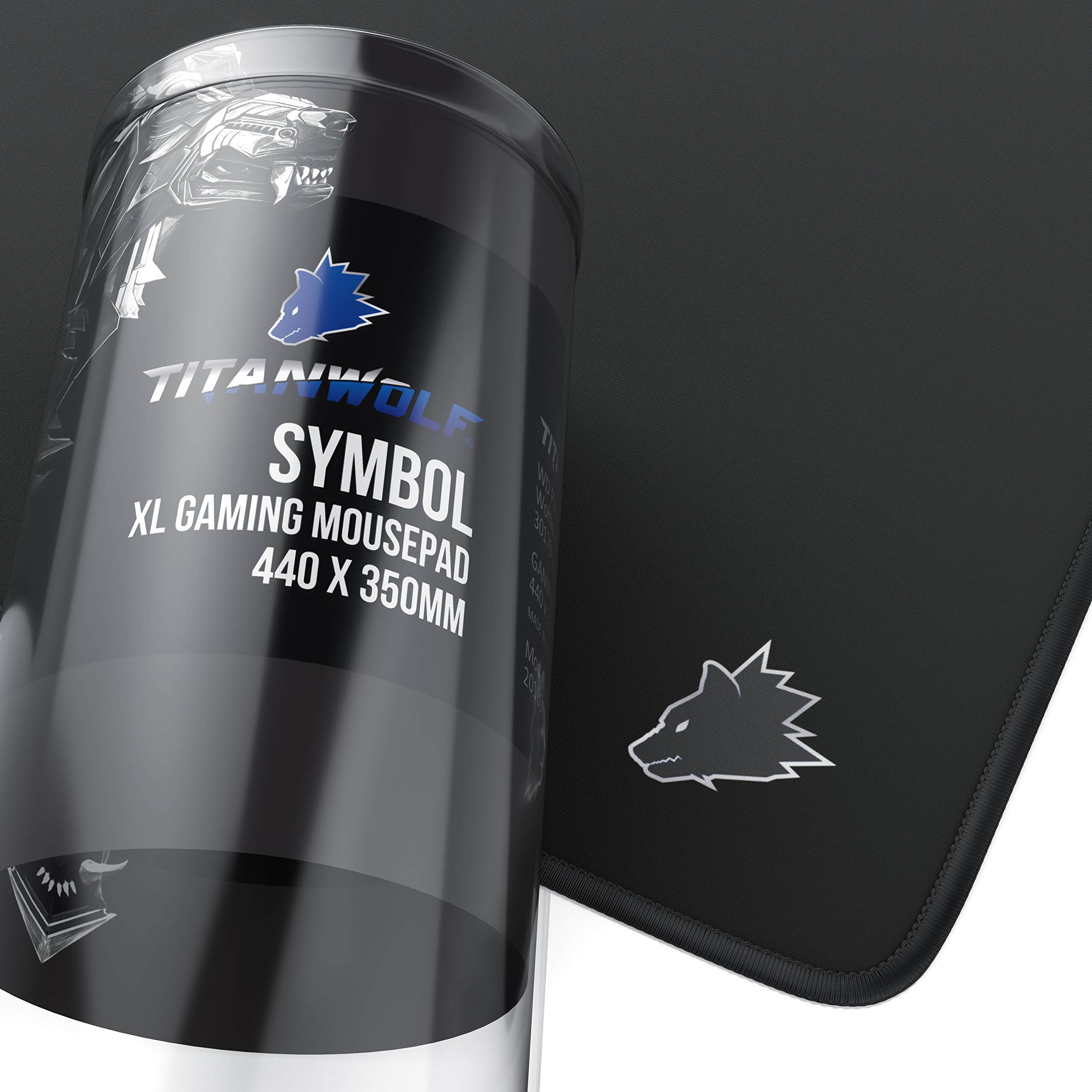 TITANWOLF – XXL Speed Gamingowa podkładka pod mysz Titanwolf czarna, 440 x 350 mm, XXL, podkładka na stół, duży rozmiar, poprawia precyzję i prędkość