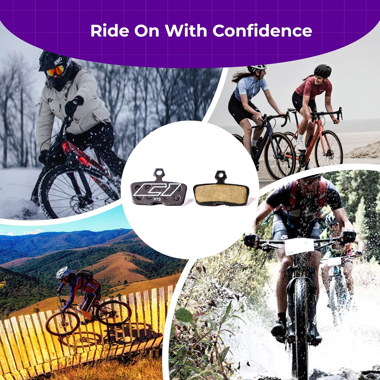 Bike Disc Brake Pads Compatible with SRAM 4-Piston Caliper: Code R RSC (2012+) Guide RE AVID-Ultimate Braking Power for Mountain Bikes/eMTB 73 Series Semi-Metallic/Ceramic