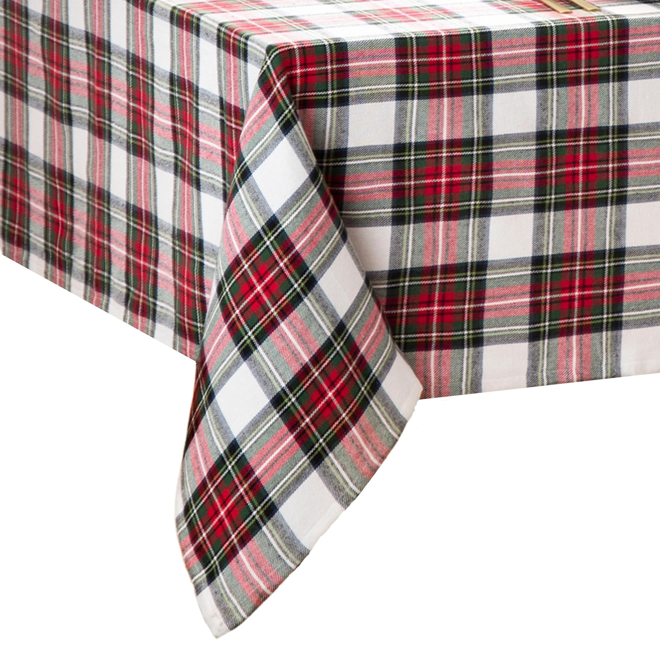 Elrene Home Fashions Christmas Classic Holiday Plaid Cotton Tablecloth, Holiday Table Decor, 60" X 102", Oblong