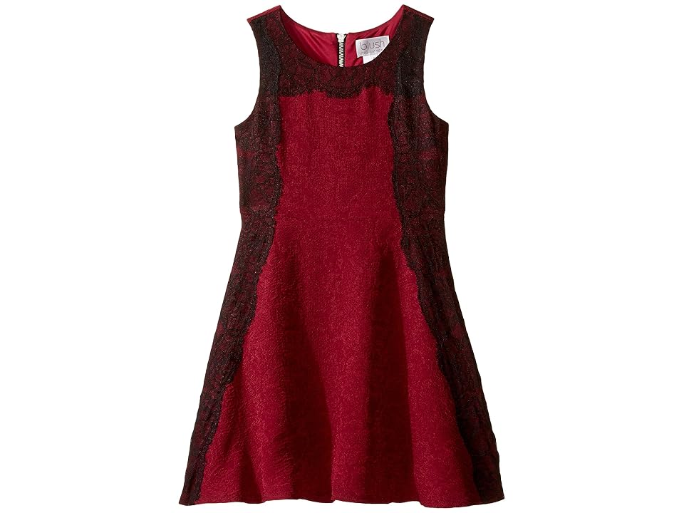 

Us Angels Sleeveless A-line Dress w/ Lace Trim (Big Kids) (Cranberry) Girl's Dress, Red