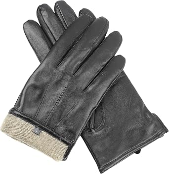 Mens Premium Sheepskin Cashmere Lined Leather Gloves MCA-BK-L