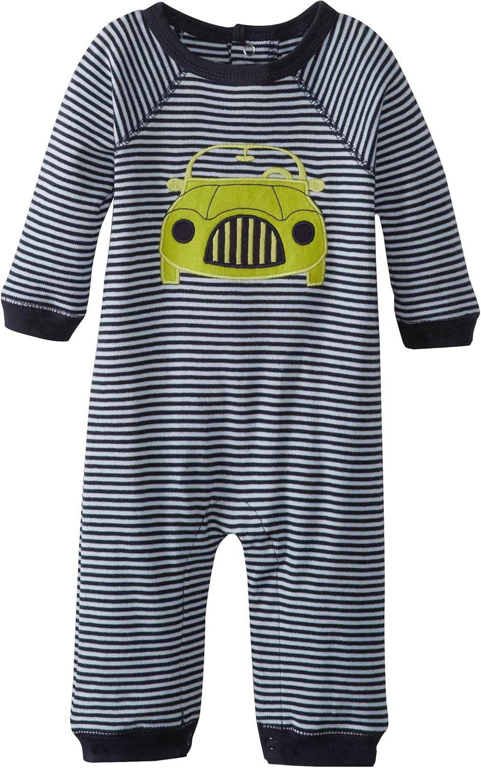 Kitestrings Baby Boys' Newborn Cotton Car Applique Romper, Blue Stripe, 36 Months