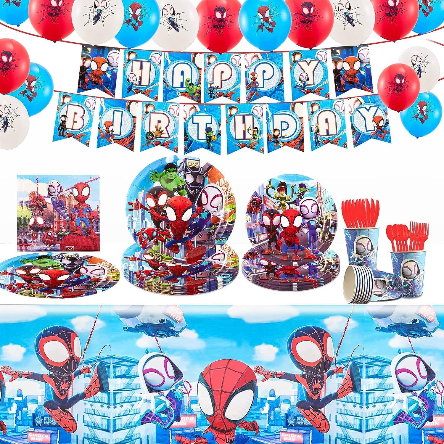 16P Paper Cup Spider Theme Tableware Spideman Superhero Tableware Decorations for Kids Birthday,Superhero Spide-Man Cartoon for Boys Birthday Party Supplies Spider Theme Party Favor