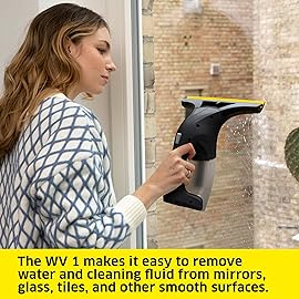 Krcher WV 1 Electric Window Vacuum Squeegee 10 - Perfect for Showers, Mirrors, Glass, and Countertops - Electric Squeegee, Black
