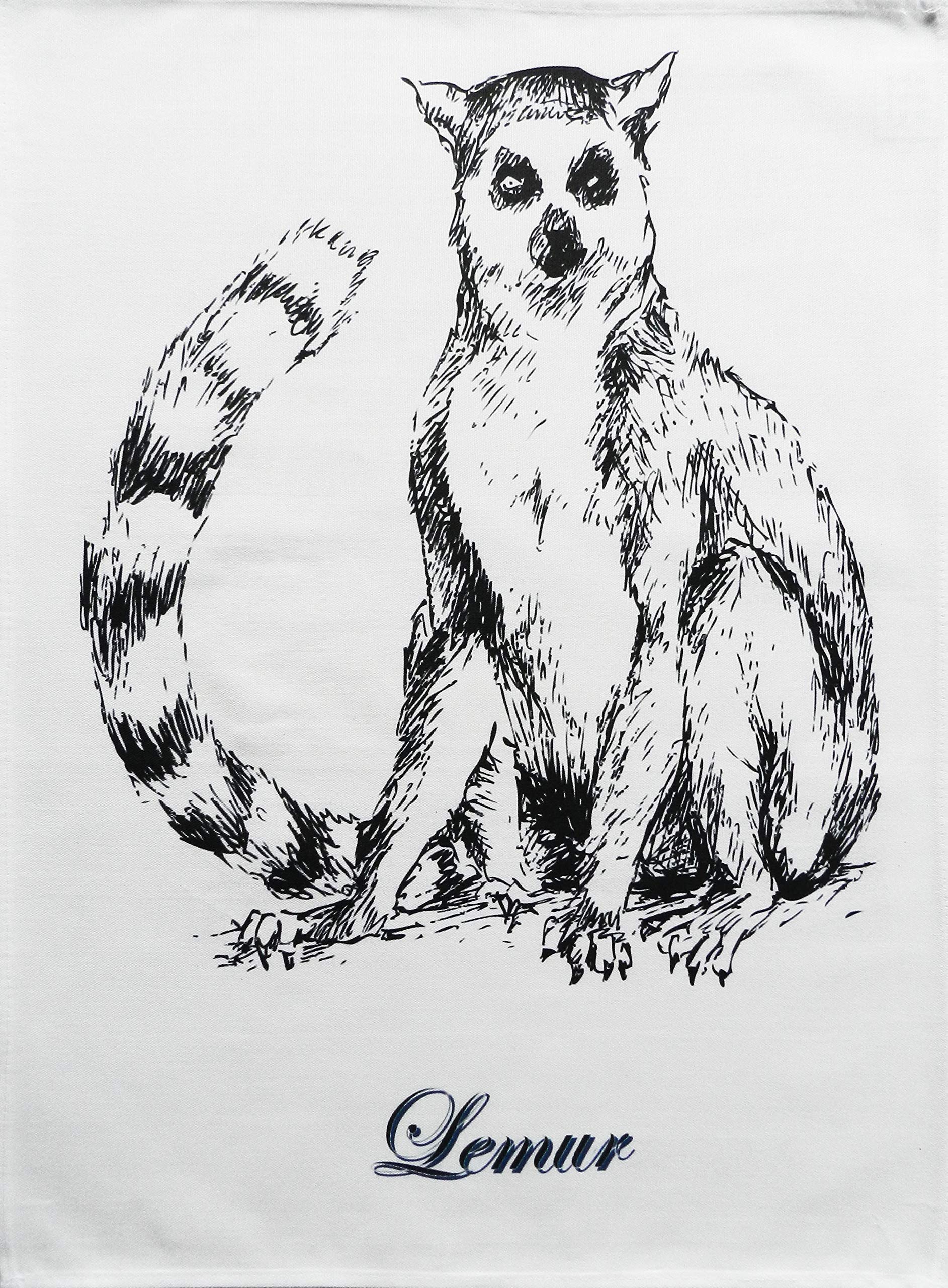 Half a Donkey The Lemur Large Cotton Tea Towel