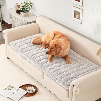 Couch Cover for Sofa, Sectional Couch Cover for Dogs, Sofa Cover Washable, Cushion Cover Blanket Pad Bed Mat for Pets, Chenille Furniture Protector, Grey, 27.6x70.9in