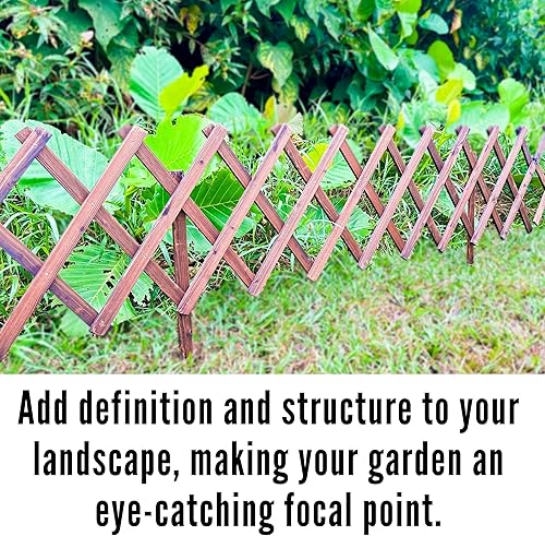 Miniatura 7 de ShopLaLa Valla de jardín  Paquete de 4, total de 24 pies de largo, bordes de flores de celosía de madera para patio, césped, paisaje, patio,
