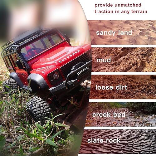 Miniatura 5 de 1.0 Neumáticos adhesivos de goma de 2.165 in x 0.866 in con insertos de espuma para 118 TRX4M Ford BroncoLand Rover DefenderAxial 124 SCX24