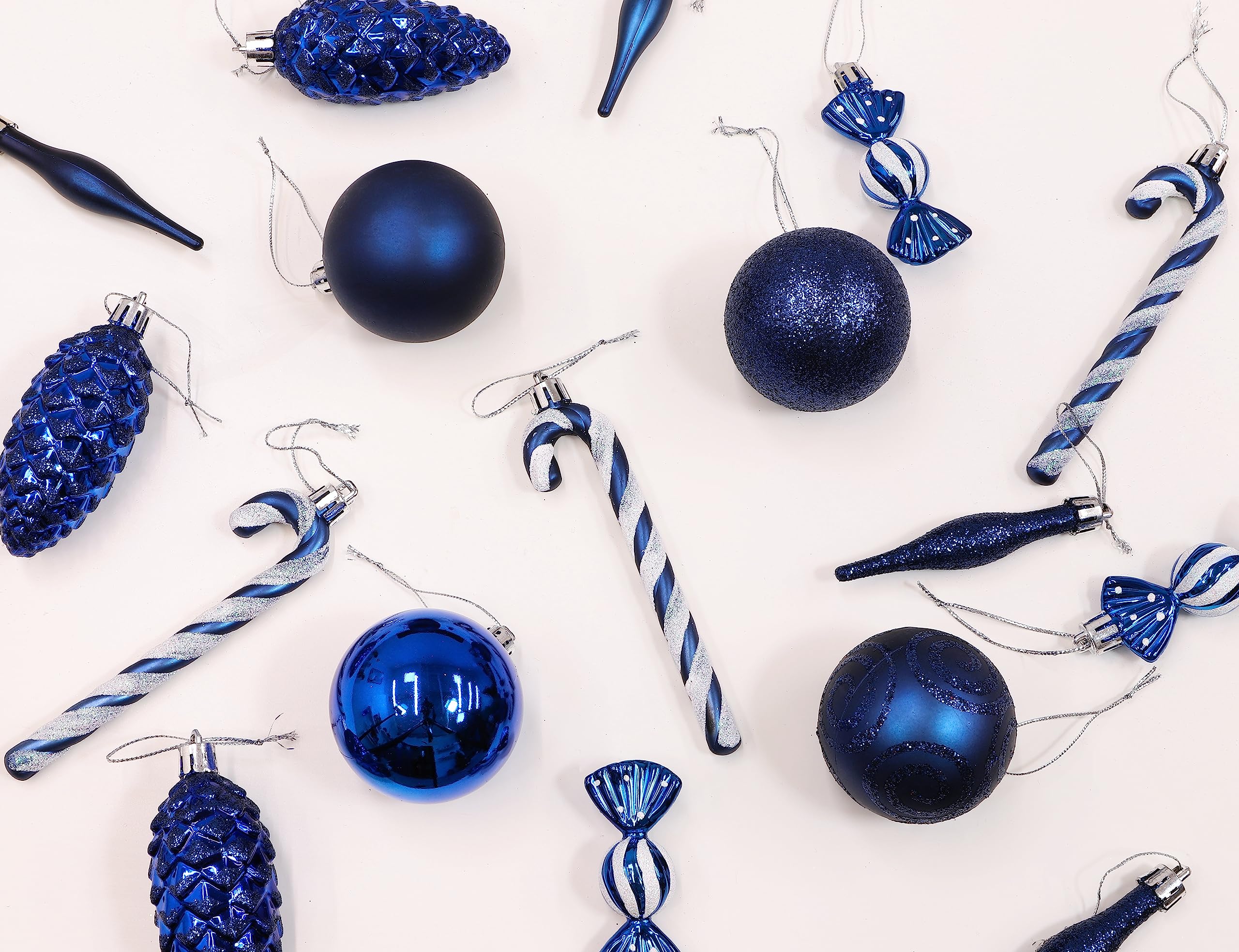 Christmas Concepts® Confezione di Palline di Albero di Natale da 10-60 mm - Baubles Decorati Lucidi, opachi e Glitterati ... (Blu Notte