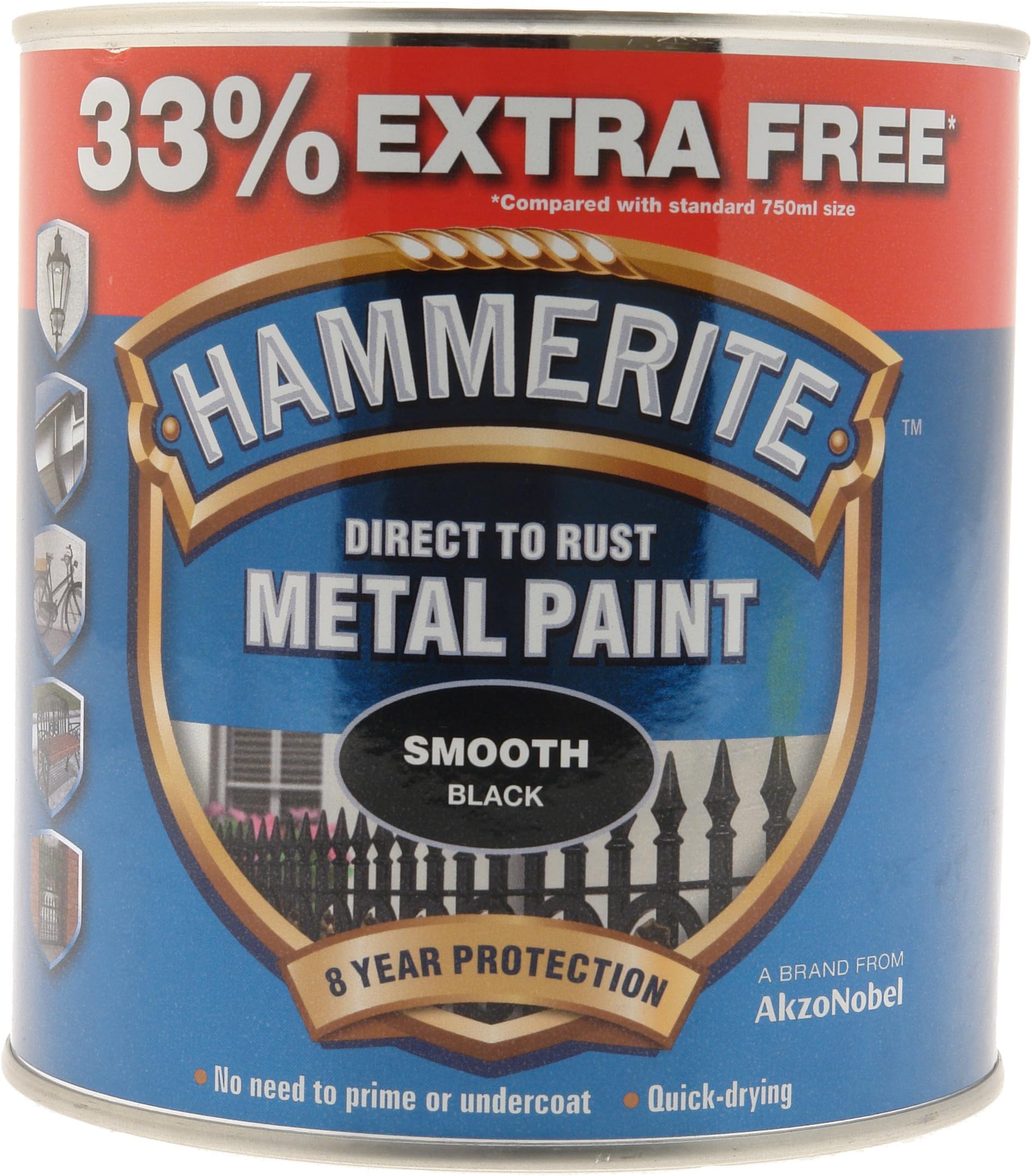 Hammerite 5158235 750ml Metal Paint - Smooth Black