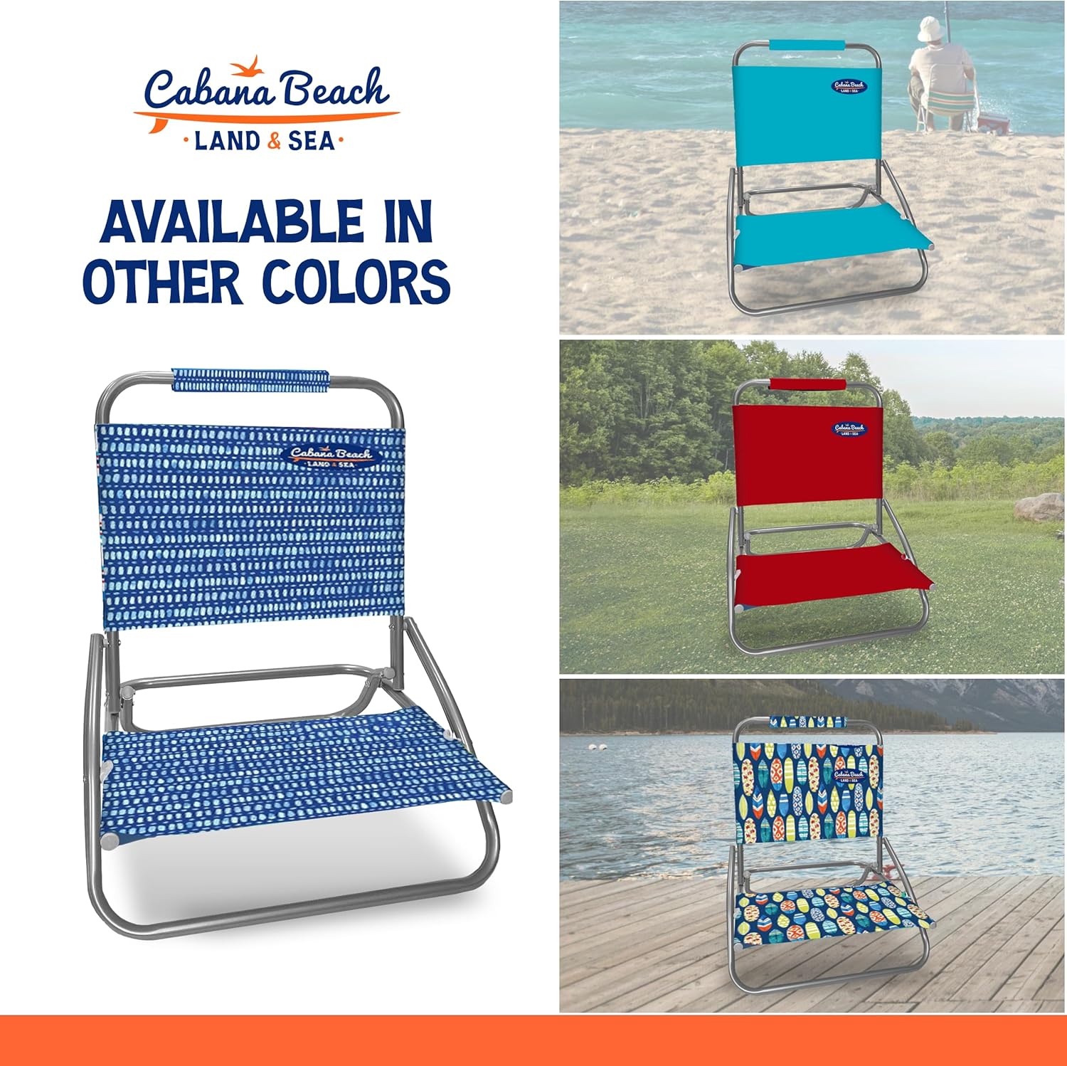 Cabana Beach Folding Beach Chair, 1 Position Lightweight and Portable Foldable Outdoor Camping Chair