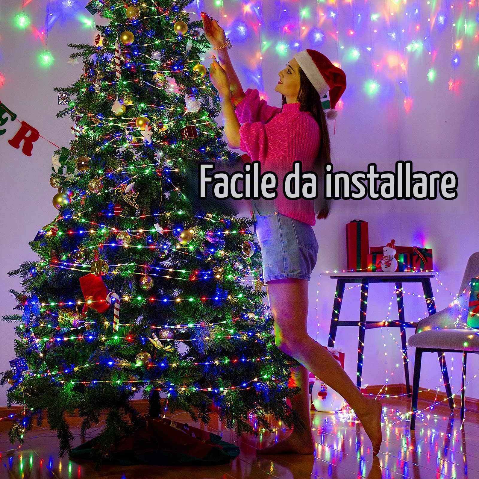 Tubo Luminoso LED Esterno 1000LED 50M, GlobaLink Tubo Luci Natale IP65 Impermeabile Striscia Cavo PVC 8 Modalità, Decorazioni Natalizie,Patio,Giardino,Matrimonio,Piscina