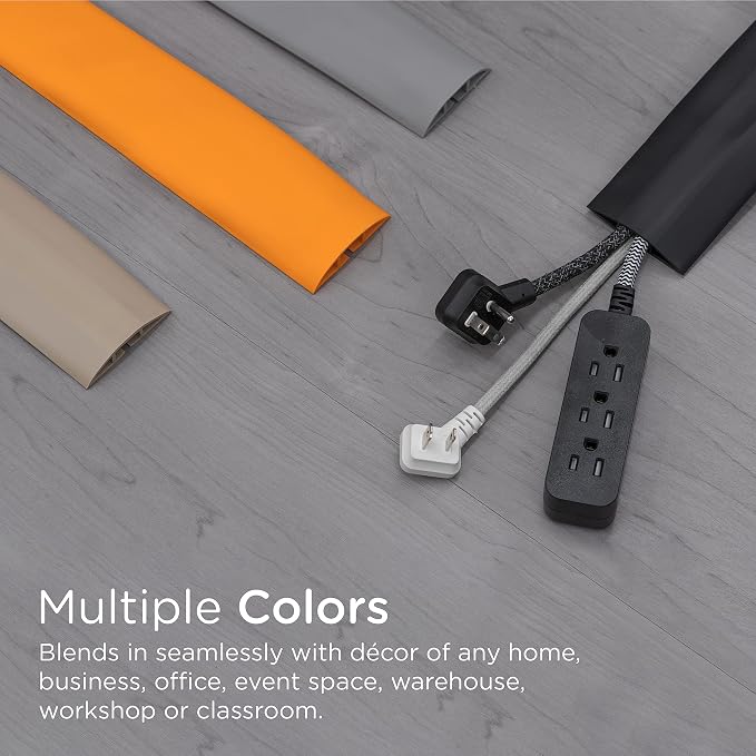 Cordinate Protector de Cables para Piso de 6 pies, Cubierta para Cables, Protege y Oculta Cables de Extensión | Evita tropiezos, Diseño Resistente y Bajo Perfil - Cavidad para Cables: 0,75" (ancho) x 0,43" (alto) - Gris miniatura 7