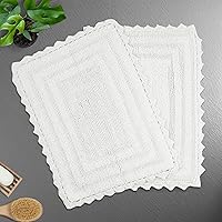 Vista 20 de TreeWool - Alfombras de baño con borde de ganchillo reversible en algodón de felpa (paquete de 2)