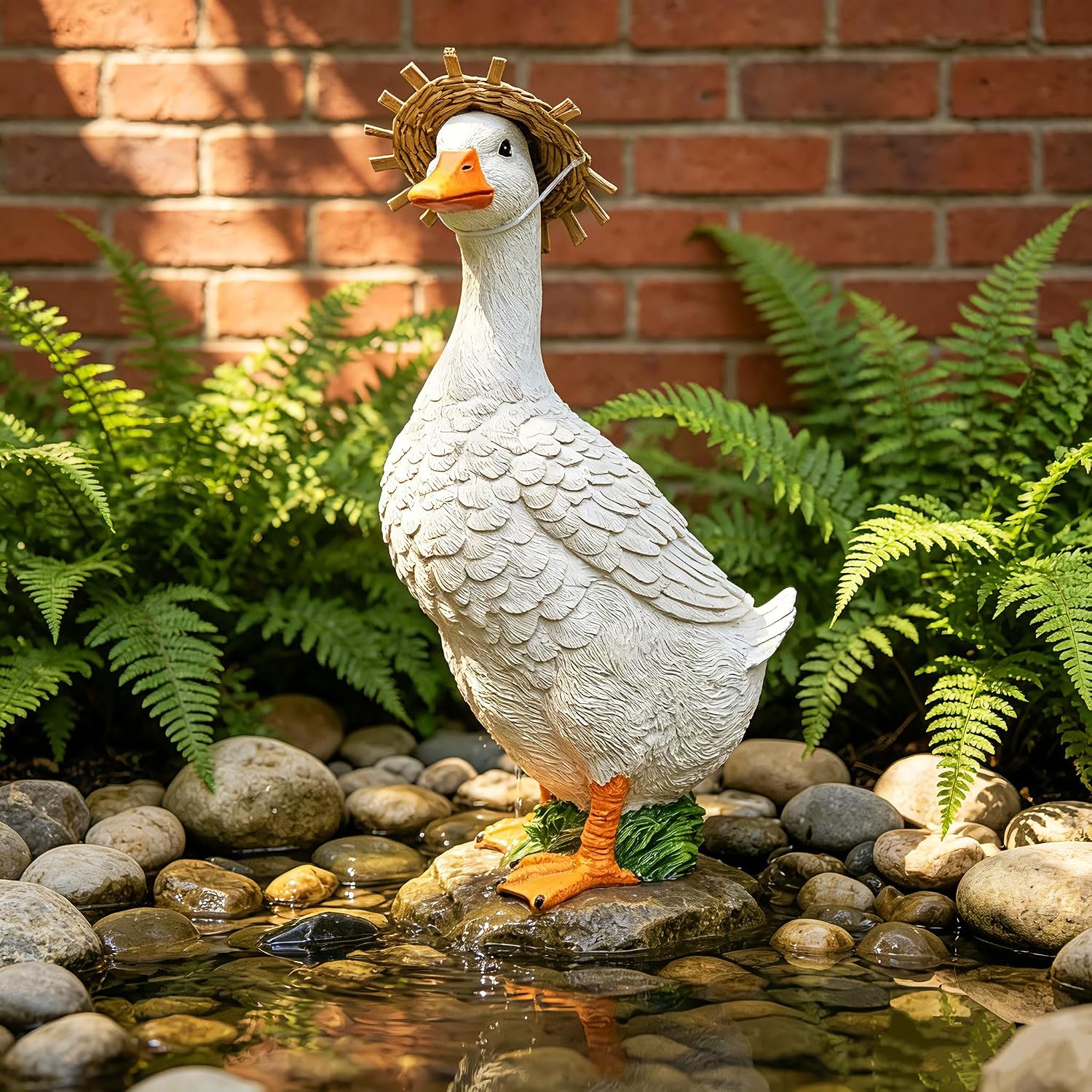 Teaeeno Duck Decor Statue for Independence Day,Real Duck Figurine,Funny Duck Fence Decoration,Outdoor Decor Yard Lawn,Indoor/Outdoor Resin Animal Statue for Home Garden Stairs, Farm, Patio, Backyard