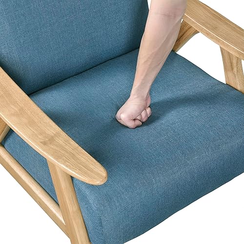 Miniatura 90 de Lexicon Silla decorativa moderna de mediados de siglo con marco de madera maciza en acabado de nogal, sillón tapizado para sala de estar, cojín de