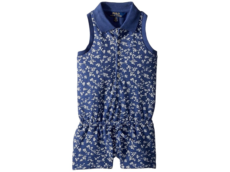 

Polo Ralph Lauren Kids Floral Stretch Mesh Romper (Toddler) (Navy/Cream Multi) Girl's Jumpsuit & Rompers One Piece