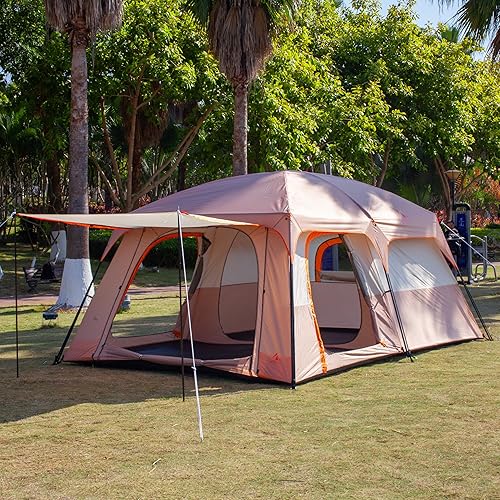 Miniatura 3 de KTT Extra Large Tent 10-12-14 Person(A),Family Cabin Tents,2 Rooms,3 Doors and 3 Windows with Mesh,Straight Wall,Waterproof,Double Layer,Big Tent