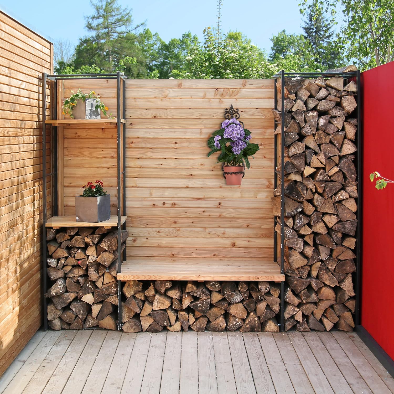 Relaxdays Flower Holder, Flower Pot Wall Bracket, Ring Diameter 14.5 cm, Cast Iron, HBD: 54 x 17 x 18 cm, Antique Design, Brown