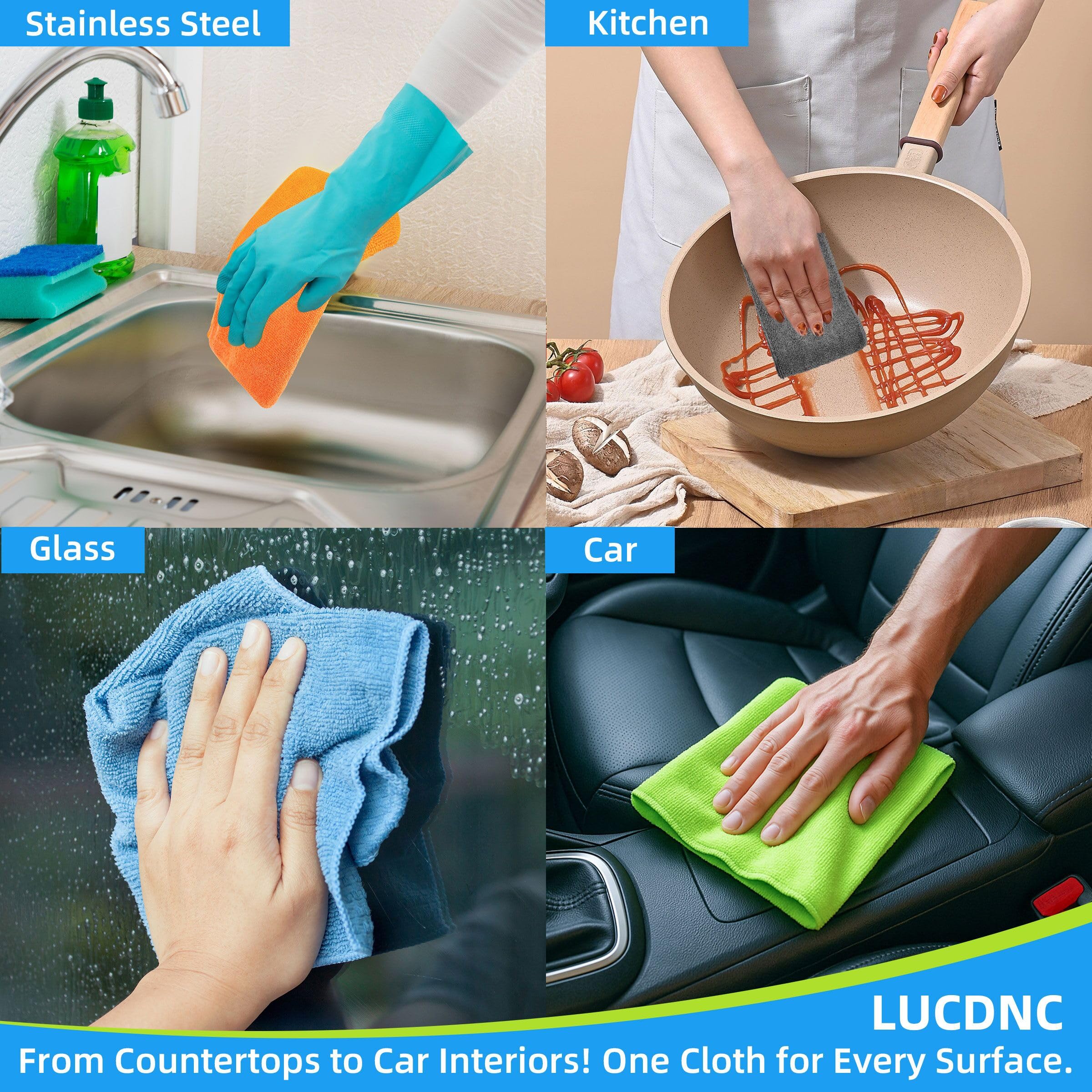 Snapklik.com : Lucdnc Microfiber Cleaning Cloths 16 Pack 8 Color ...