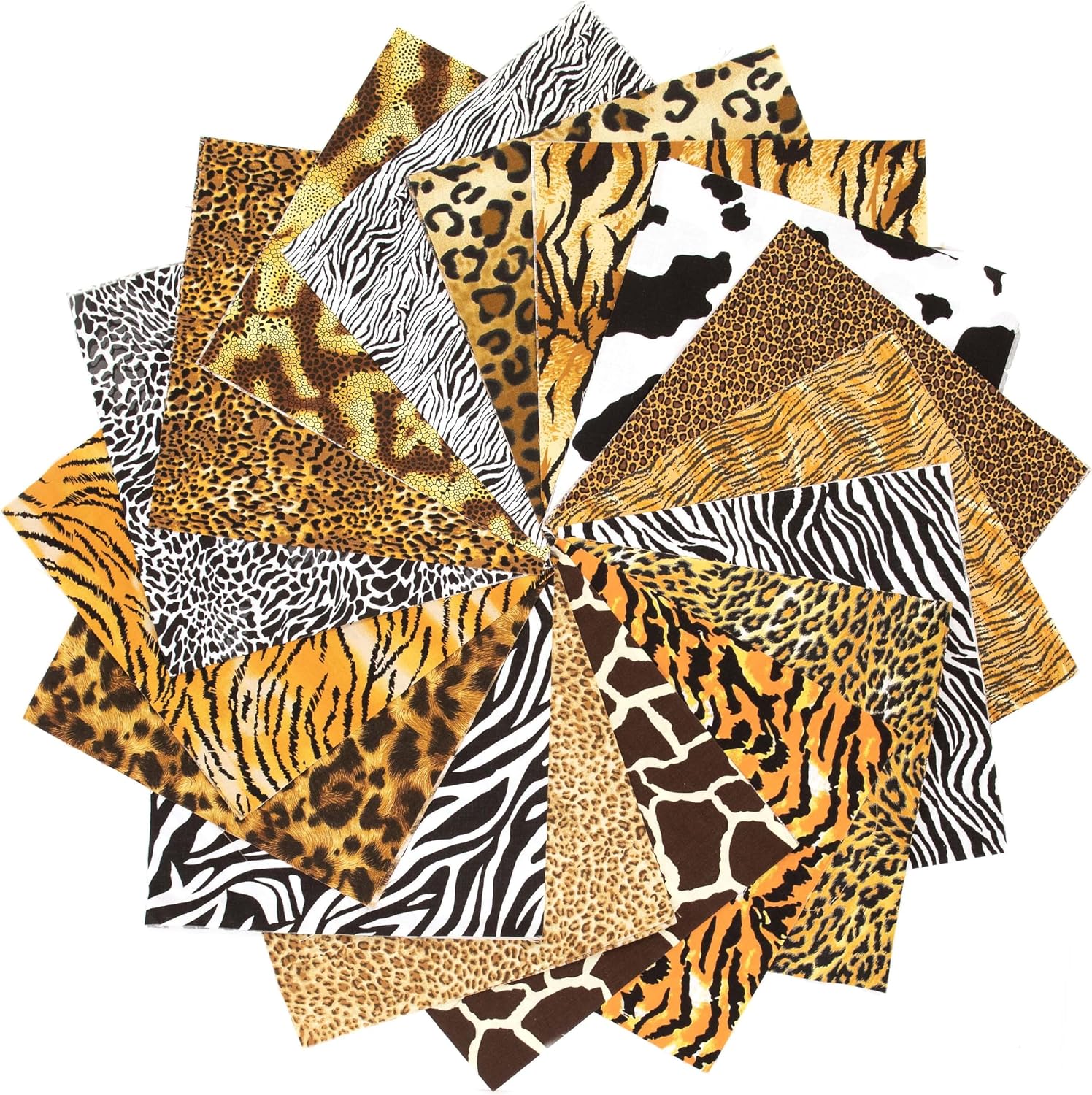 102 Piece pre Cut Animal Skin Prints Fabric Charm 5 inch Squares, Cotton Fabric Quilt