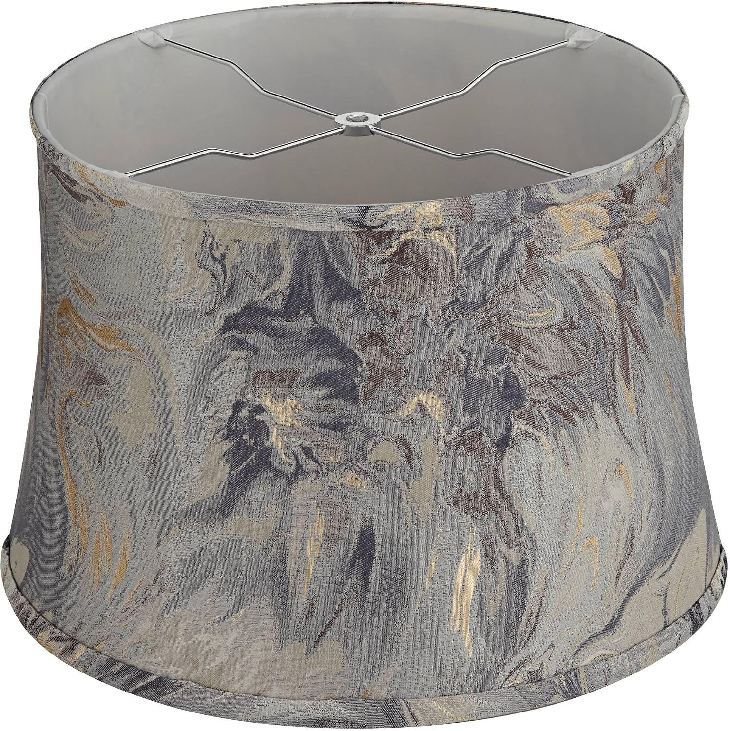 14" Top x 16" Bottom x 11" High x 11" Slant Print Drum Lamp Shade (Pre-Assembled) Replacement Large Saba Cafe Blue Round Tapered Modern Fabric Pattern Colorful Washer Harp Finial - Springcrest