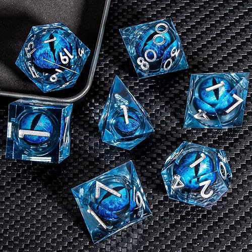 Miniatura 2 de KERWELLSI Beholder's Eye - Dados DND para juego de roles, juego de 7 piezas de dados de núcleo líquido flotante D20 D12 D10 D8 D6 D4, dados de