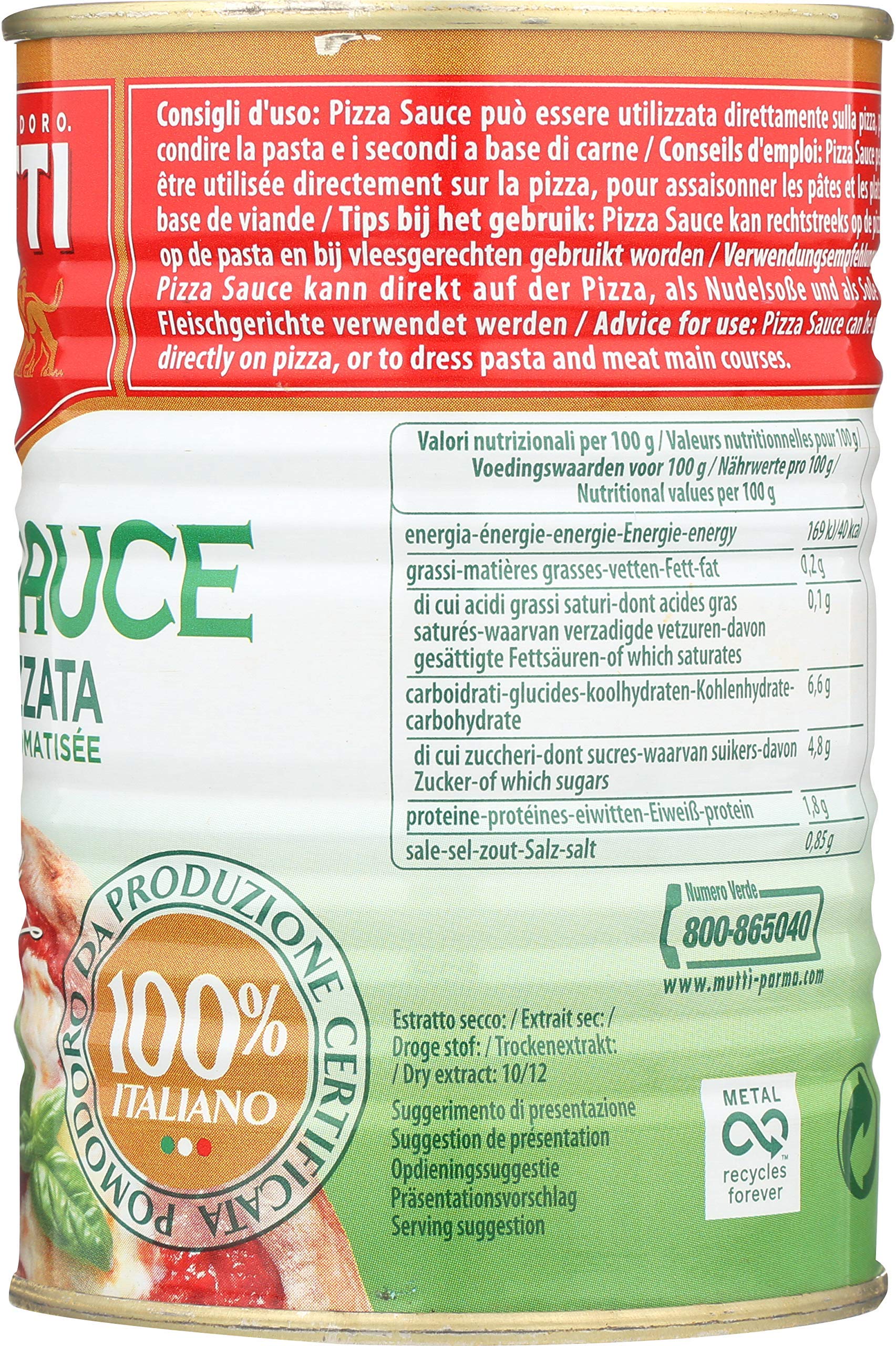 Mutti Pizza Sauce, Aromatizzata, 400g (Pack of 12)
