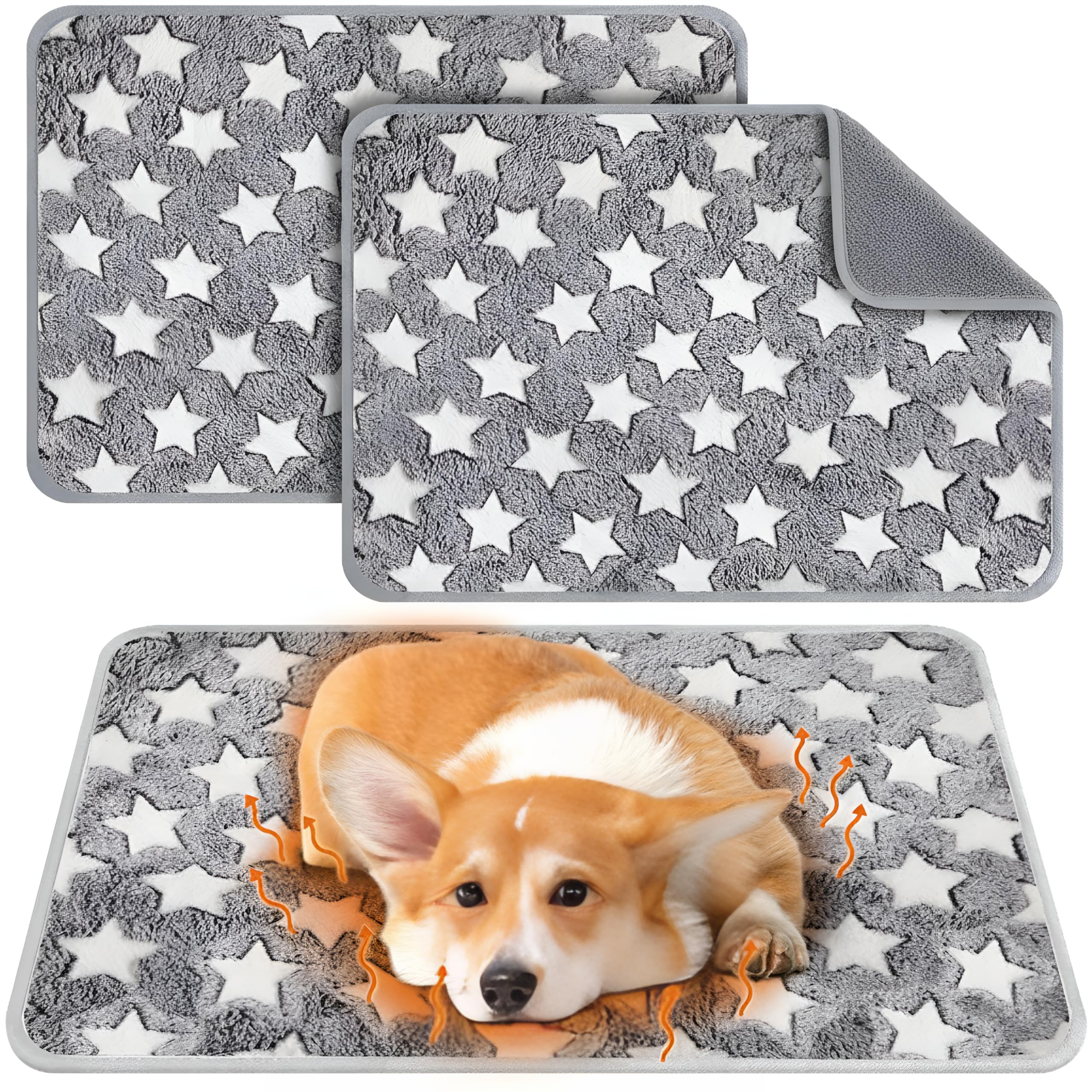 Clysee 2 Pcs Large Self Warming Cat Pad Self Heating Cat Mat Bed Dog Crate Pet Blankets Thermal Heated Bed Mat for Outdoor Indoor Newborn Kittens