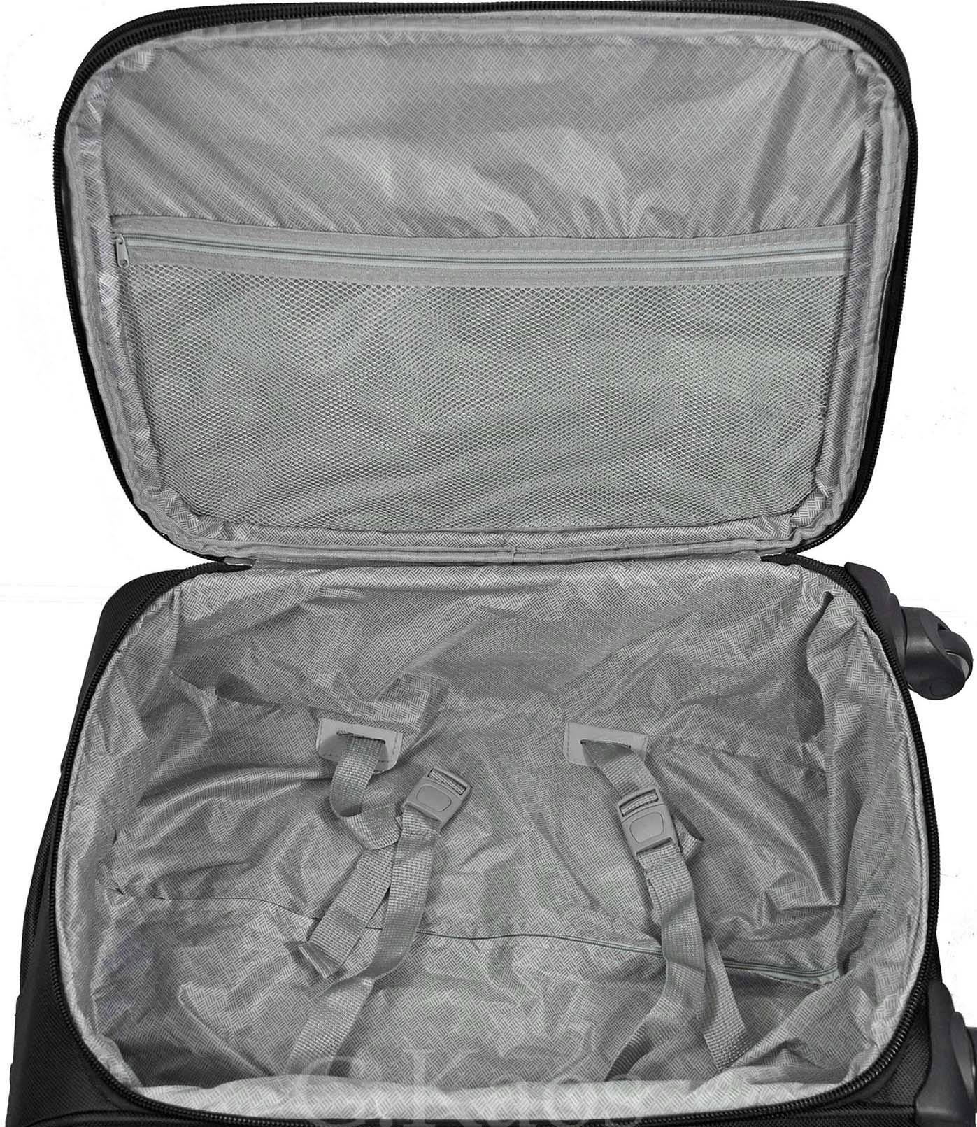 Trolley valigia set valigie semirigide set bagagli in tessuto super leggeri 4 ruote piroettanti trolley piccolo adatto per cabina con compagnie lowcost art.214 (Nero)