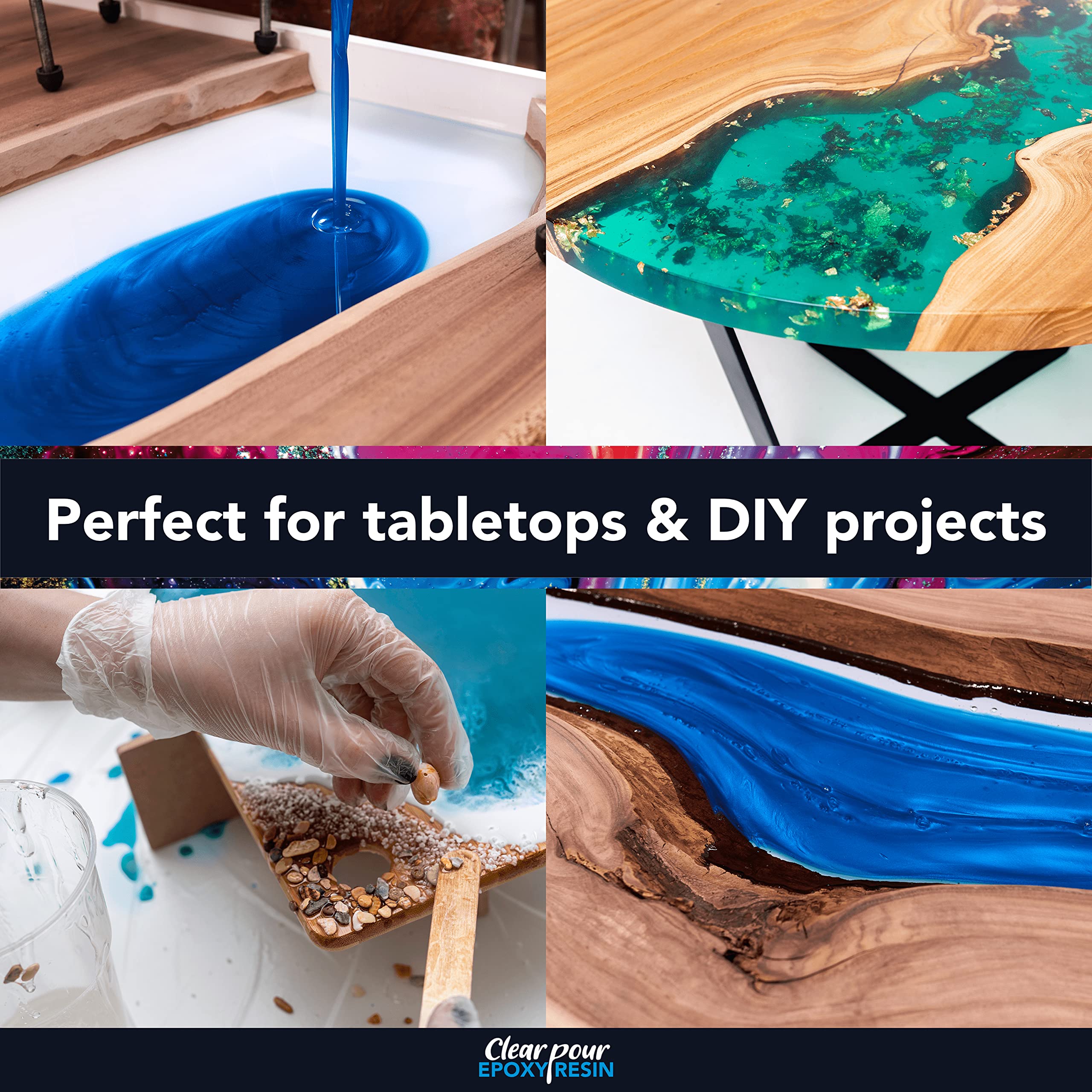 Clear Pour 1 Gallon Epoxy Resin Kit Clear Epoxy Resin for Countertop