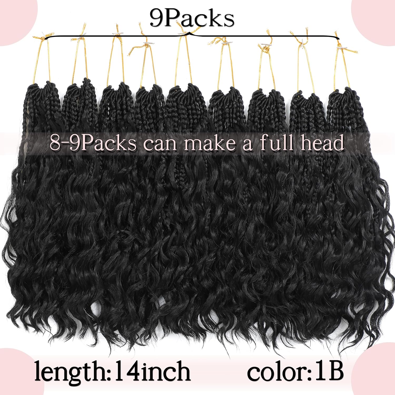 boho crochet braids close to human hair pure protein silk fiber 14 inch pre looped goddess box braids with three soft curls 9 pack bohemian braids crochet hair for black women (1b,14inch) 14 inch?9 pack? 1b