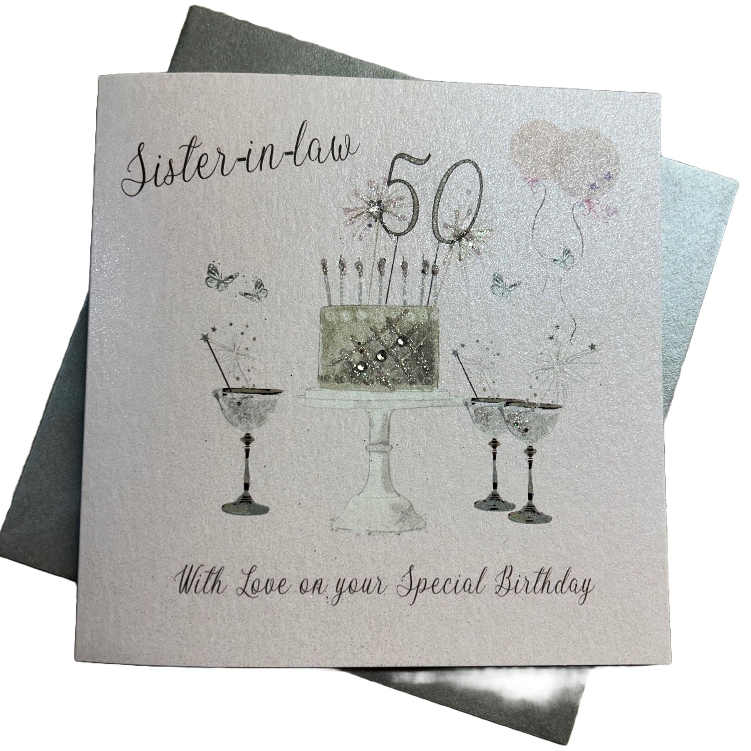 Happy 65th Birthday Card Daughter Champagne Glasses Pink Roses By White Cotton Cards SS42-D65 - View #4
