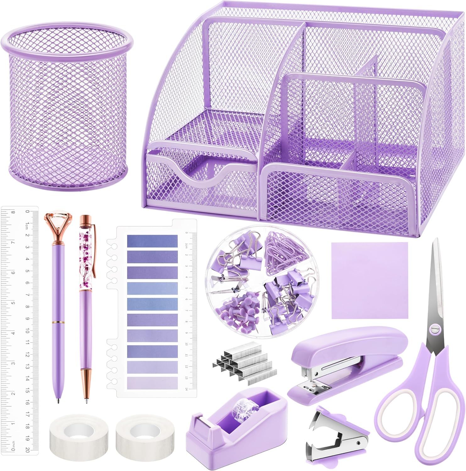 Elegant Organization: Review of the 15 Pcs Purple Office Supplies Set