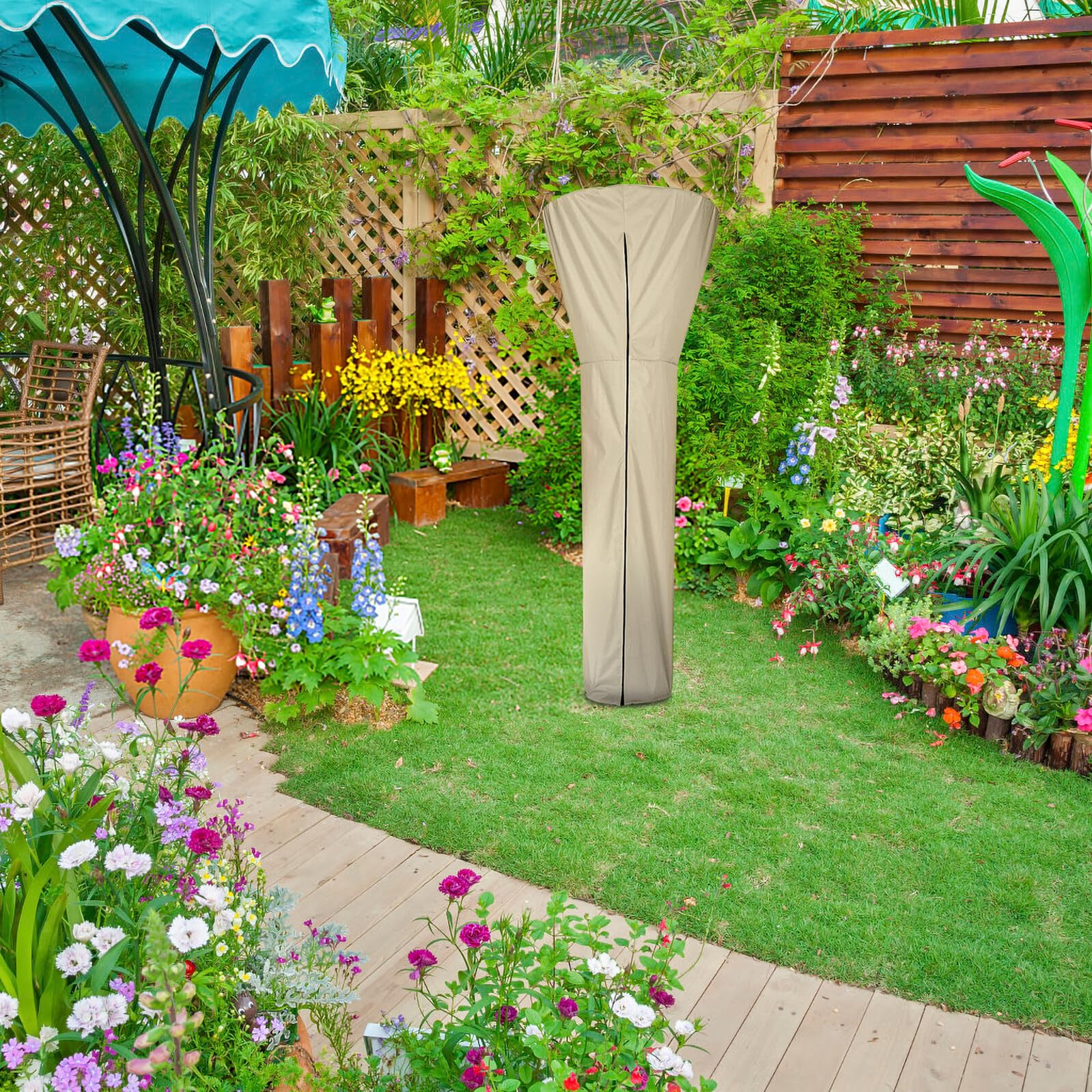 UPKOCH Calentador Protección Plegable Oxford Completa Resistente Tela en Funda de de Patio para Muebles de Jardín Días Fríos