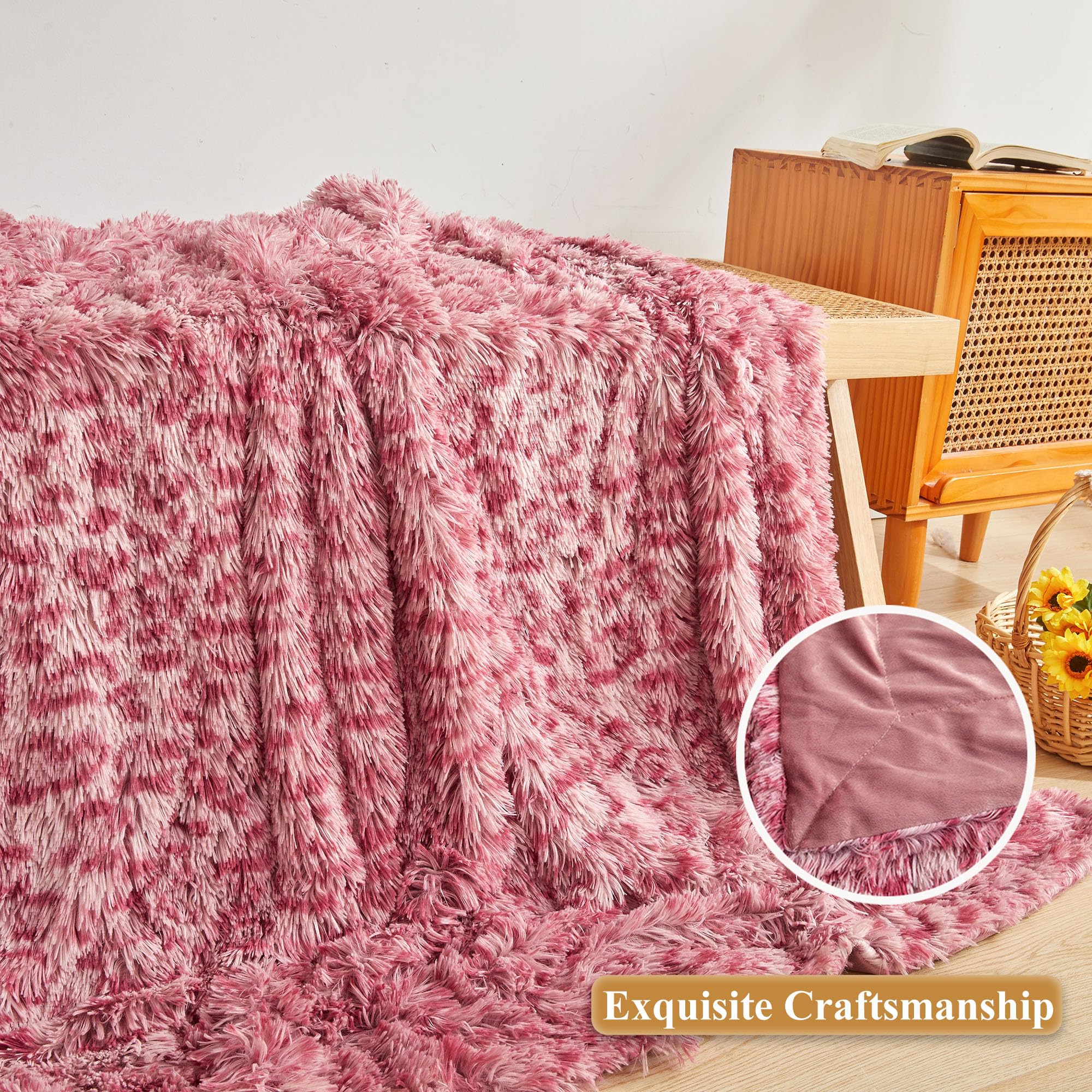 XeGe Luxury Faux Fur Leopard Print Throw, Soft Cheetah Print Fluffy Blanket, Shaggy Plush Decorative Couch Throw - Image 4