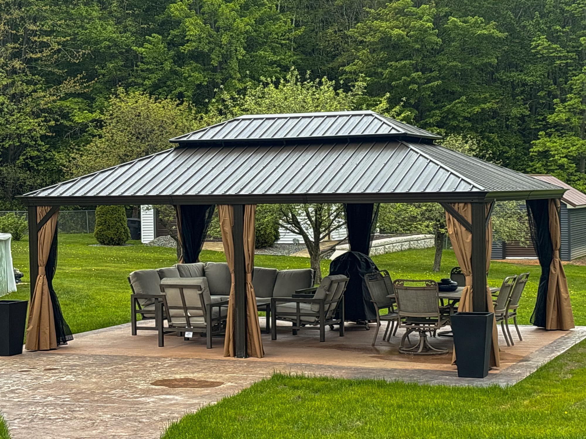 PURPLE LEAF Outdoor Hardtop Gazebo 14' x 20' Bronze Metal 4.7" Wide Frame