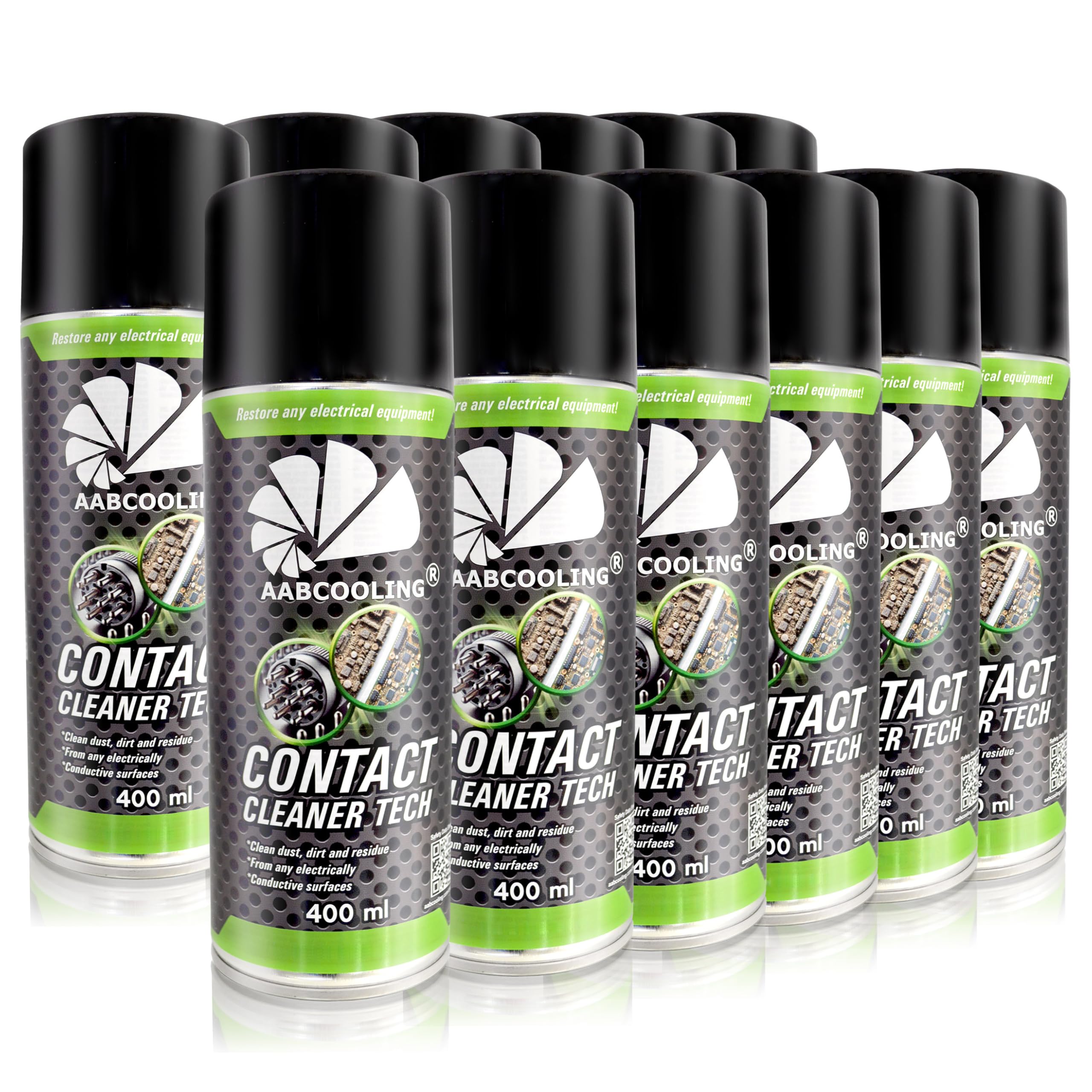 AABCOOLING Kontaktreiniger 12x 400ml - Spray zur Reinigung von elektrischen Kontakten und Steckverbindungen, schnelltrocknend, verbessert Leitfähigkeit, ideal für Auto und Elektronik