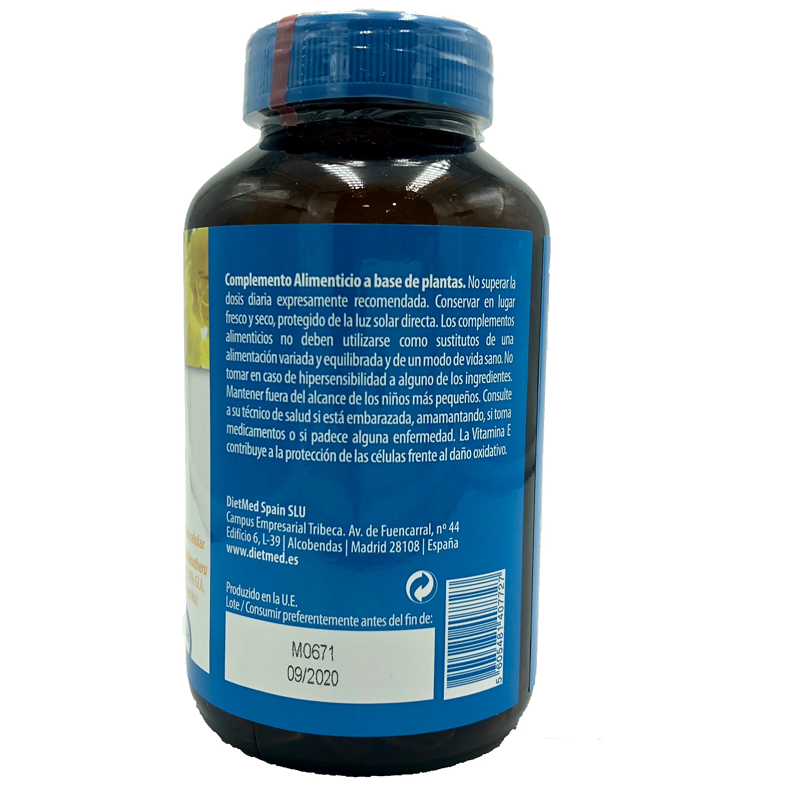 NATURMIL Aceite de Onagra 500mg con Vitamina E - 240 Perlas, Apoyo Hormonal y Piel, Sin Gluten