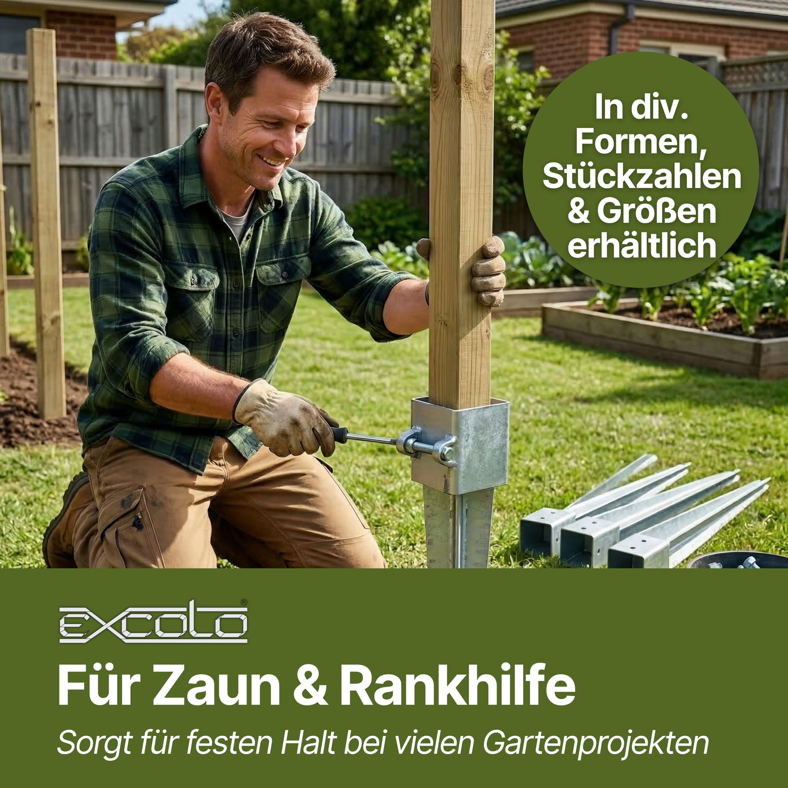 EXCOLO Einschlagbodenhülse Rund 80 mm – 10er Set – Feuerverzinkt – Einschlaghülse für Holzpfosten Ø 80 mm – Pfostenträger ohne Betonieren – Bodenhülse für Holzzaun & Lamellenzaun