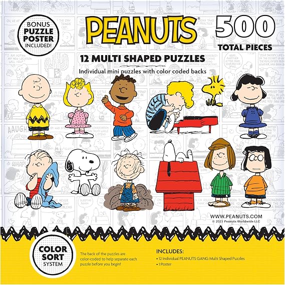 RoseArt Peanuts Mini-Shaped 500 Piece Jigsaw Puzzle