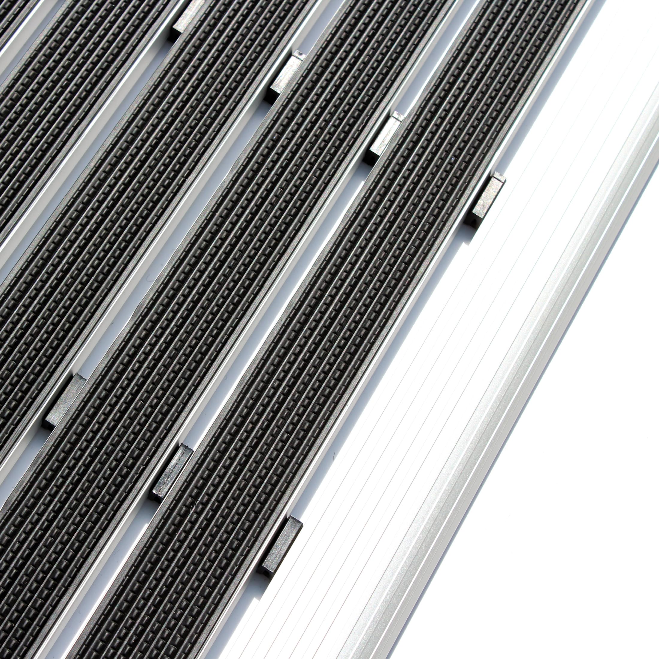 Ultralux strapazierfähige Aluminium-Schmutzfangmatte, rutschfest, langlebige Kratzmatte, wetterfest, rostfrei, Außenbereich-Entwässerungsmatte 40 x 60cm, Metall-Schmutzbarriere in Silber & Schwarz